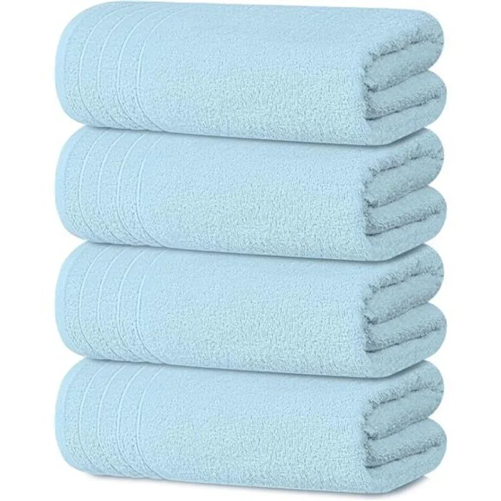 New Pack of 4 Extra Large Bath Towels 30 x 60 Inches, 100% Cotton,